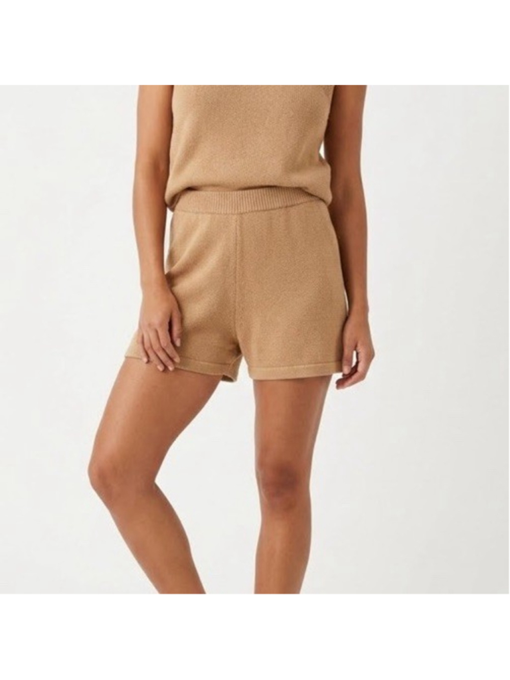Women’s High-Waist Cotton Knit Shorts Tan 138 every day comfort stretch